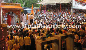 lord ganesh chaurthi festival | crowd of devotees in celebration of ganesh chaturthi festival