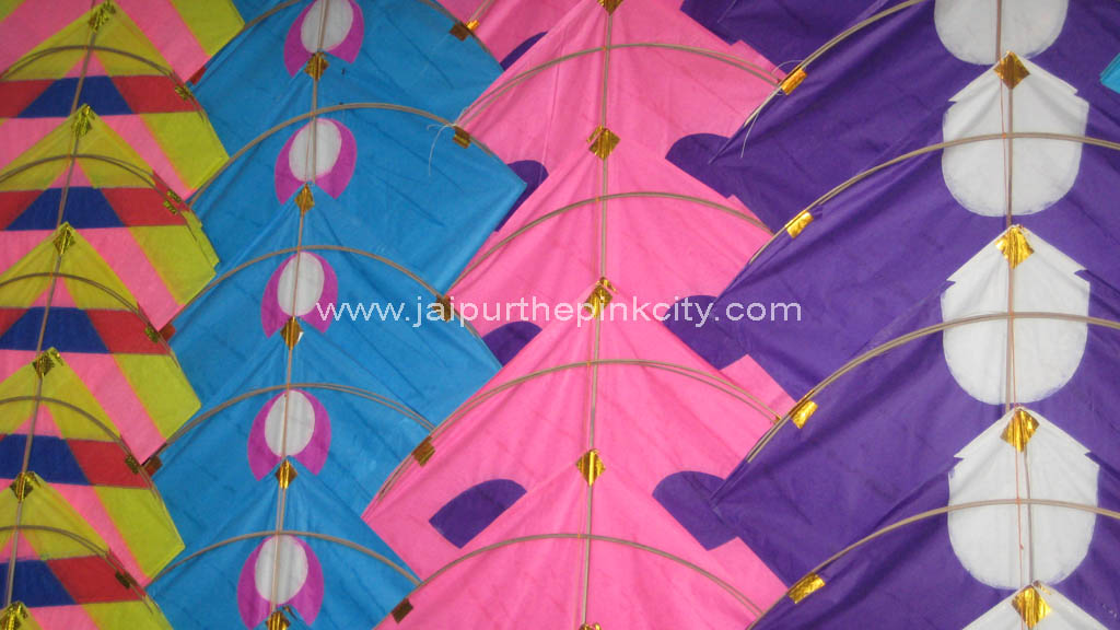 kites displayed in a kite shop in jaipur. Large number of tourists purchase these kites every year during jaipur travel.