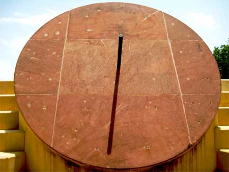 Jantar Mantar Jaipur Instrument showing readings through the long shadow of gnomon