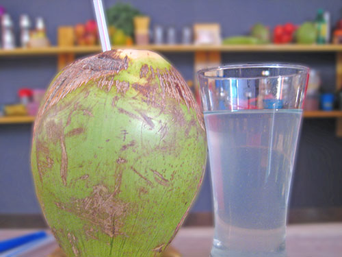 Glass of coconut water