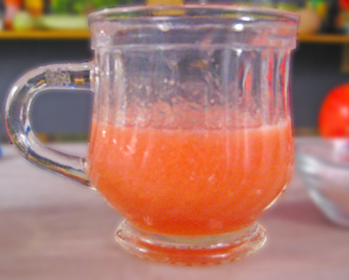 Combination of tomato, lemon, and ginger juice and black salt