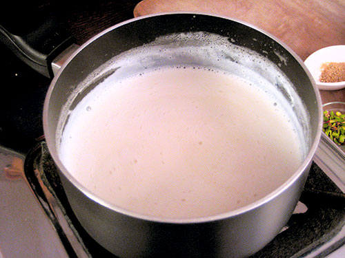 Cooking Of Cashew Powder And Milk