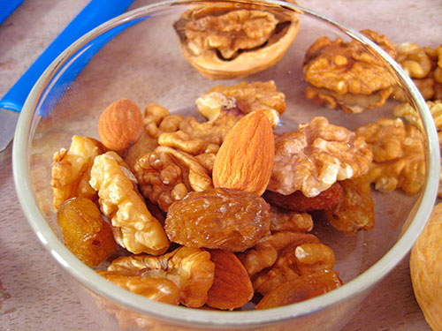 Combination Of Walnut, Raisins And Almonds