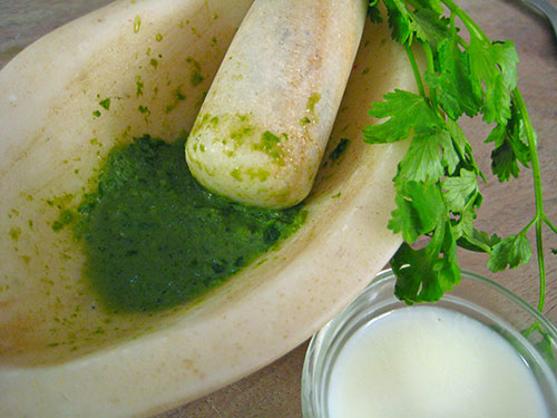 Pastel Of Coriander Leaves And Milk