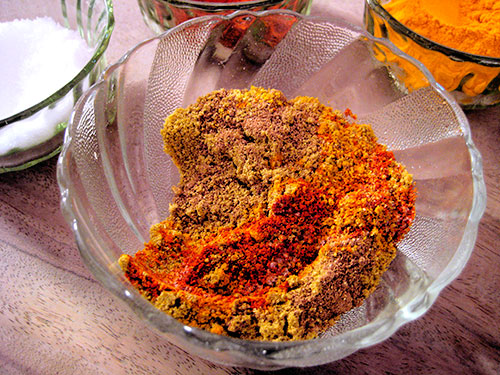 Mixing Of Spices In Bowl
