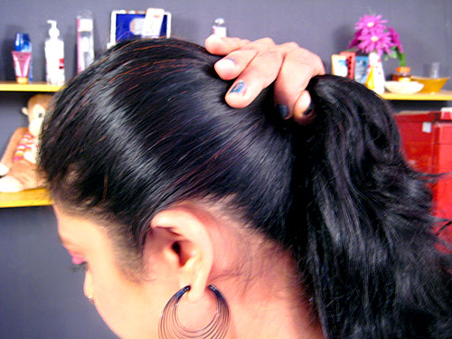 High Ponytail Hairstyle Step 1